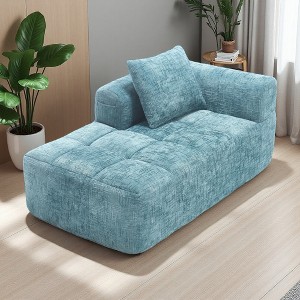 37.5" Chenille Minimalist Loveseat Sofa with Sleeper & Deep Seat - 1 of 4