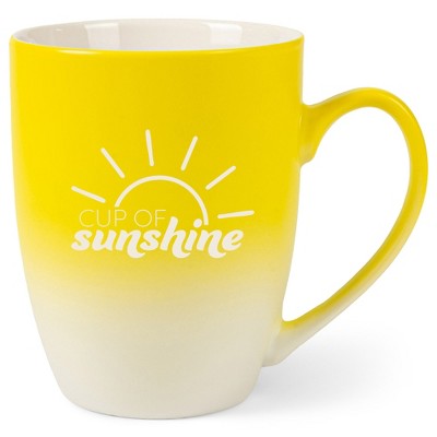 Elanze Designs Cup of Sunshine 12 Ounce Ceramic Laser-Etched Engraved Drinkware Mug, Yellow and White Ombre