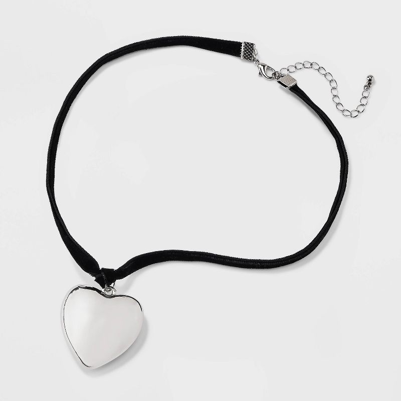 Puffy Heart Rope Choker Necklace - Wild Fable&#8482; Silver, 4 of 12