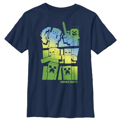 Minecraft Kids Steve Slim Fit Sleeve Crew Graphic Tee - Blue X Small :