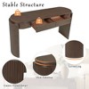Sapphtopaz Console Table with 2 Storage Drawers, Wood Grain Fluted Design TV Stand with Oval Top, Entryway Table for Living Room, Entryway - 3 of 4