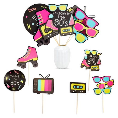 Sparkle And Bash 30 Piece 80s Retro Party Decorations Centerpiece Colorful Stick Table Toppers 6 Designs Target