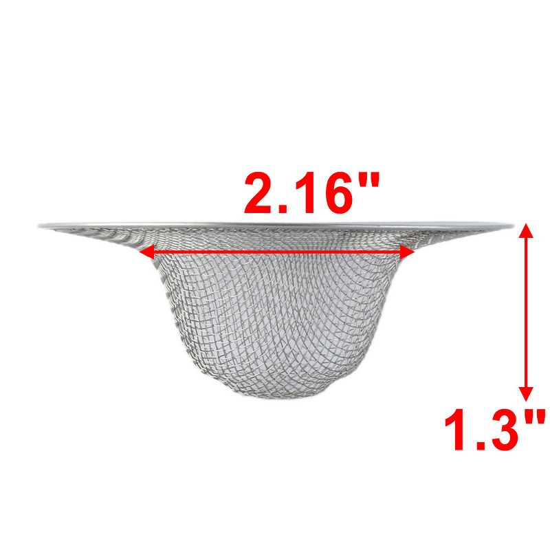 Unique Bargains Washroom Bathroom Stainless Steel Mesh Kitchen Sinks Silver Tone 4.4" Dia 1 Pc, 2 of 7