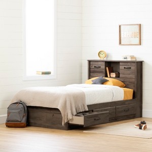HomeStock Kids Bedroom Bed, Twin, Brown - 1 of 4