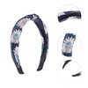 Unique Bargains Grace Chrysanthemum Pattern Wide Cross Knot Headbands Navy Blue 1 Pc - 3 of 4