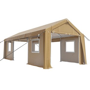 Heavy Duty Carport Canopy, Outdoor Storage Shed with 4 Roll-Up Doors & Windows - All-Weather Tarp Portable Garage for Car - 1 of 4