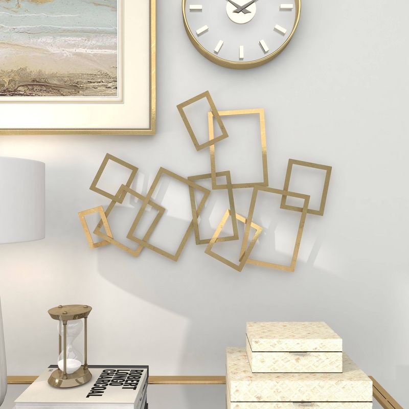 Metal Geometric Overlapping Rectangles Wall Decor Gold - CosmoLiving by Cosmopolitan, 6 of 16