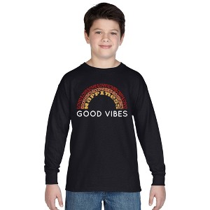 LA Pop Art Boy's Word Art Long Sleeve - Good Vibes - 1 of 4