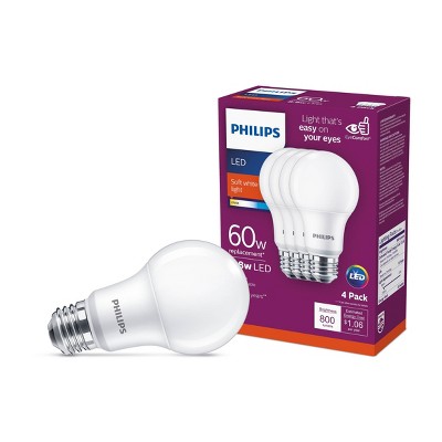 Philips Basic A19 60W E26 2700K LED Light Bub T20 Soft White