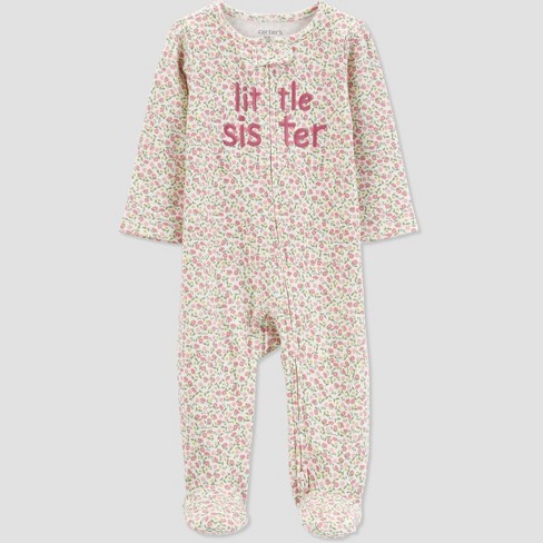Carter's Just One You®️ Baby Girls' 'Little Sister' Footed Pajama - Pink 3M
