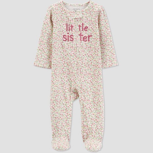 Carter's Just One You® Baby Girls' Little Sister Footed Pajama - Rose Pink  : Target