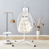 FURNIinspire Patio Swings Hanging Chair With Wicker Weave, Single Person Swing With White Seat Cushion For Indoor And Outdoor, White, 37“*37"*79" - 2 of 4