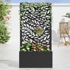 SpassWay Black Metal Planter Box with Trellis Raised Garden Bed with Arbor Privacy Screen with Wheels - 2 of 4