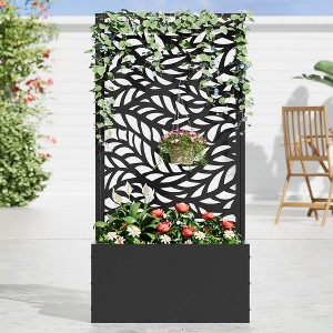 Lirago Iron Black rectangle Planters Planting Box Trellis for Climbing Plants Suitable for gardens and courtyards - 47x24 - 1 of 4