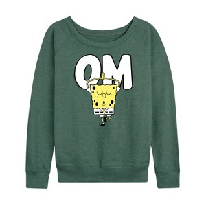 Women's - SpongeBob SquarePants - Yoga Pose Lightweight French Terry Wide Neck Long Sleeve Shirt - 1 of 4