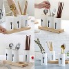 LunaLulinlk Kitchen Utensil Caddy, Flatware Organizer with Wood Base - 3 of 4