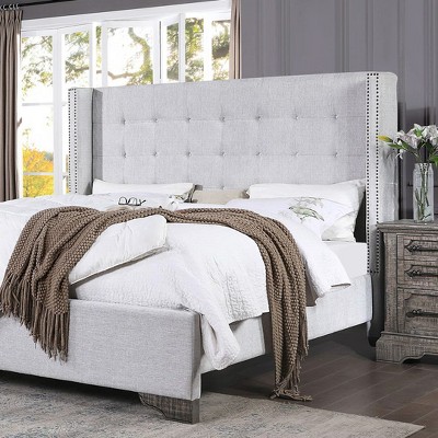 Artesia Queen Bed with Wingback Design and Faux Leather Upholstery