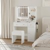 Makeup Vanity Table Set with Storage Drawers Shelves Cabinet& Chair,3 Lighting Modes & Adjustable Brightness,Dressing Table for Bedroom - 3 of 4