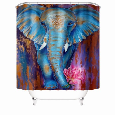Flowers And Elephants Shower Curtains for Bathroom Waterproof Fabric Bath Curtain Durable Soft Stylish Bathroom Decor 72x72 Inch