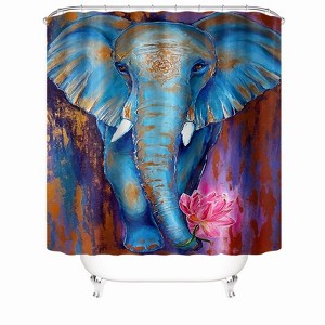 Flowers And Elephants Shower Curtains for Bathroom Waterproof Fabric Bath Curtain Durable Soft Stylish Bathroom Decor 72x72 Inch - 1 of 1