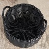 Gulches Round Resin Woven Wicker Basket with Handles£¬Black£¬For Clothes, Towels, Toys, Magazines Storage and Home Decoration - 3 of 4