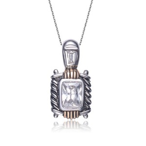 Guili Sterling Silver Cubic Zirconia Crest Necklace - 1 of 2