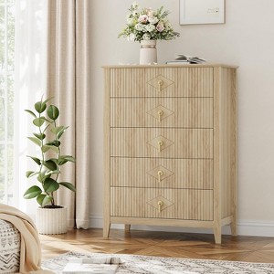 Modern Fluted Dresser, 3/5/6/7 Drawer Wood Dresser for Bedroom, Modern Chest of Drawers, Storage Organizer Cabinet for Living Room, Entryway - 1 of 4
