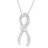 Haus of Brilliance Silver 1/10 cttw Diamond Ribbon Pendant Necklace - 2 of 4