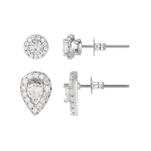 Adornia Silver Plated Set of 2 Halo Stud Earrings - 1 of 4