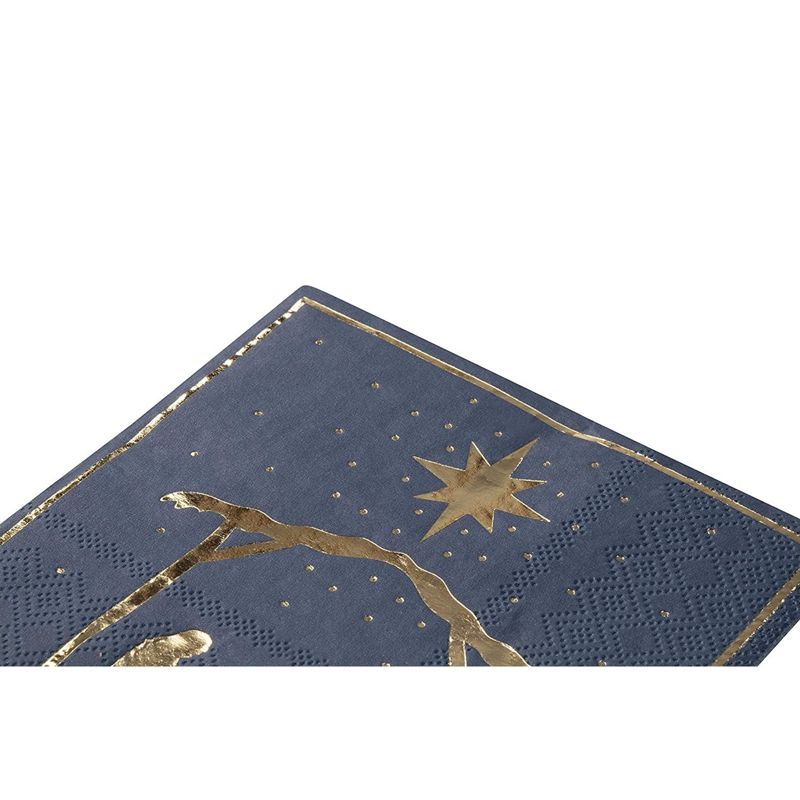 Juvale 50-Pack Blue Christmas Nativity of Jesus in Gold Foil Disposable Paper Cocktail Party Napkins, 5 of 8