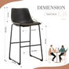 Bar Stools Set of 2, Counter Height Bar Stool with Back & Metal Leg, Faux Leather Upholstered Bar Chair for Kitchen Island Living Room Bar - 3 of 4