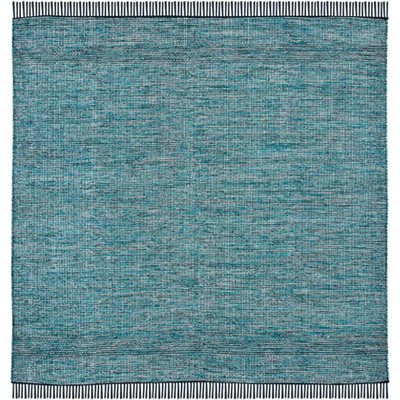 Montauk 6' Square Black Cotton Flat Woven Rug