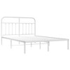 vidaXL Powder-Coated Steel Bed Frame with Headboard, White - Durable, Elegant Design, Extra Storage Space - 4 of 4