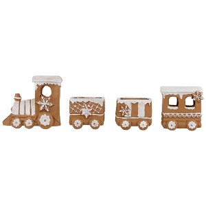 Northlight Frosted Snowflake Gingerbread Train Christmas Decoration - 5.5" - 4-Piece - 1 of 4