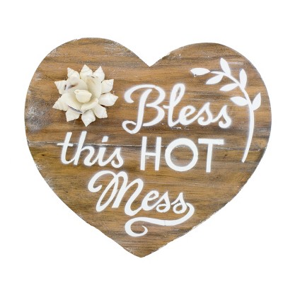 Beachcombers Bless This Mess Shell Coastal Plaque Sign Wall Hanging Decor Decoration For The Beach 6 x 5.25 x 0.05 Inches.