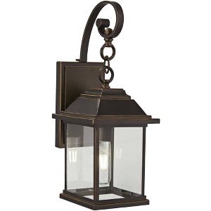 Minka Lavery Rustic Outdoor Wall Light Fixture Oil Rubbed Bronze Lantern 18" Clear Glass for Post Exterior Deck Porch Yard Patio - 1 of 3