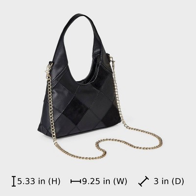 Universal Thread Square Patchwork Mini Slouchy Chain Handbag - Universal Thread™ Black — фото 6