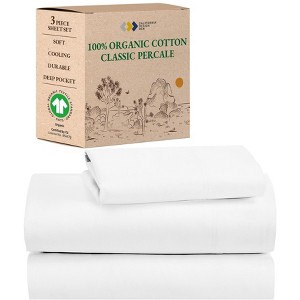 California Design Den  Bed Sheets Set - 100% Organic Cotton Percale, Deep Pocket - 1 of 4