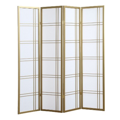 NicBex 4-Panel Room Divider Folding Fabric Privacy Screen with Paper-Looking Partition for Home & Office