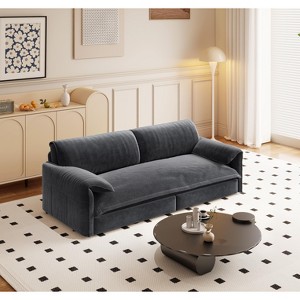 GDFStudio Sheila Convertible 66" Velvet Queen Size Sofa Bed with Side Pocket - 1 of 4