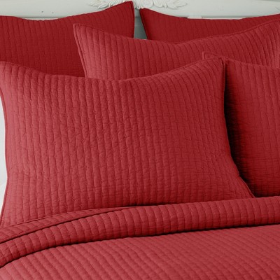 Chile Red Cotton Twin Reversible Quilt Set