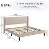 Queen Bed Frame with Headboard, Modern Upholstered Platform Bed in Linen Fabric, Mattress Foundation - 2 of 4