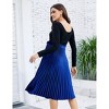 Coolmee Women Maternity Midi Length Skirt Pleated Elastic High Waisted A Line Shirring Party Skirts with Belt - 3 of 4