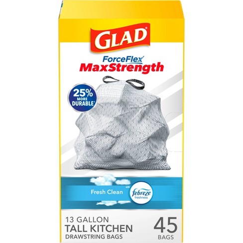 Glad Forceflex Tall Kitchen Drawstring Trash Bags - Unscented - 13 Gallon :  Target