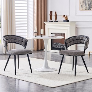 Racxily Set of 2 Velvet Dining Chairs, Modern Upholstered Accent Chairs with Metal Legs for Dining Room & Kitchen - 1 of 4