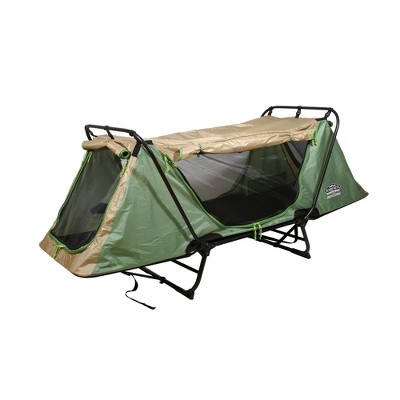 Kamp-Rite Original Portable Durable Cot, Converts into Cot, Chair, or Tent w/ Easy Setup, Waterproof Rainfly & Carry Bag Included, Green/Tan