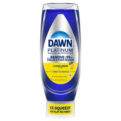 Dawn Platinum EZ-Squeeze Dish Soap, Dishwashing Liquid, Bleach Alternative Clean Lemon, 18oz