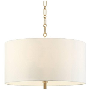 Possini Euro Design Warm Gold Pendant Chandelier 20" Wide Modern White Linen Drum Shade 4-Light Fixture for Dining Room Foyer Kitchen Island Entryway - 1 of 4