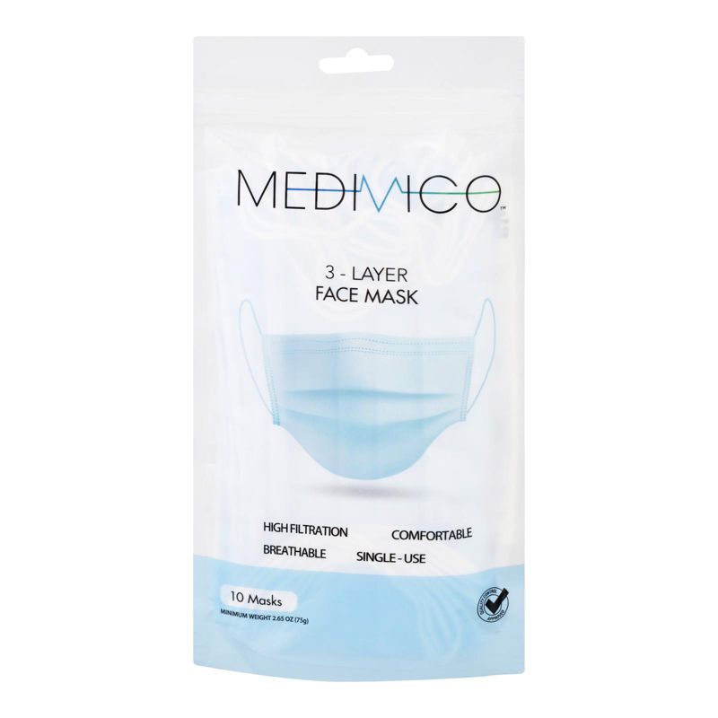 Medivico 3-Layer Face Mask - 10 ct, 1 of 2
