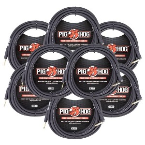 Pig Hog Tour Grade 18.5ft 1/4" - 1/4" 8mm Instrument Cable Straight to Right Angle Connectors - 8 Pack - 1 of 2